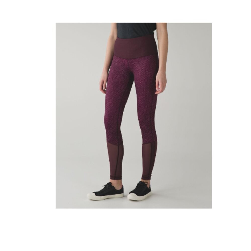 Lululemon Sweaty Endeavor Mesh Activewear Leggings -  Tight Star Pixel Raspberry